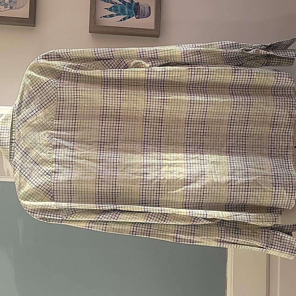 AX ARMANI EXCHANGE Men's Casual Checkered Shirt - Green and Purple, LARGE - Picture 5 of 5